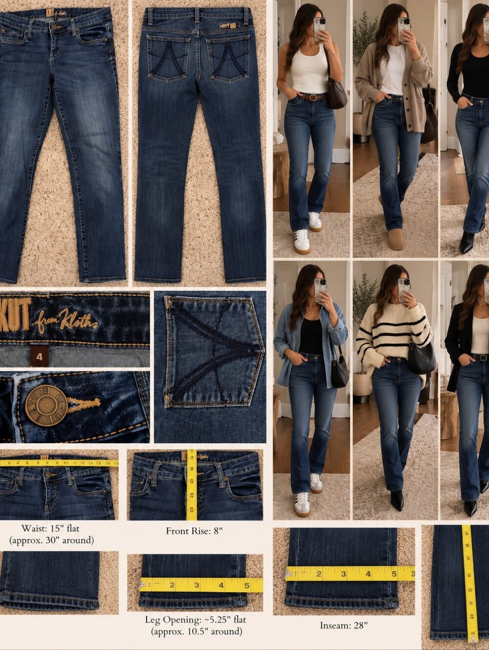 ✨ KUT FROM THE KLOTH LOW/MID RISE SLIM STRAIGHT JEANS – SIZE 4 ✨